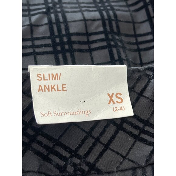 Soft Surroundings Slim Ankle Pant Size XS Plaid Flat Front Black Gray Career NEW - Picture 3 of 6